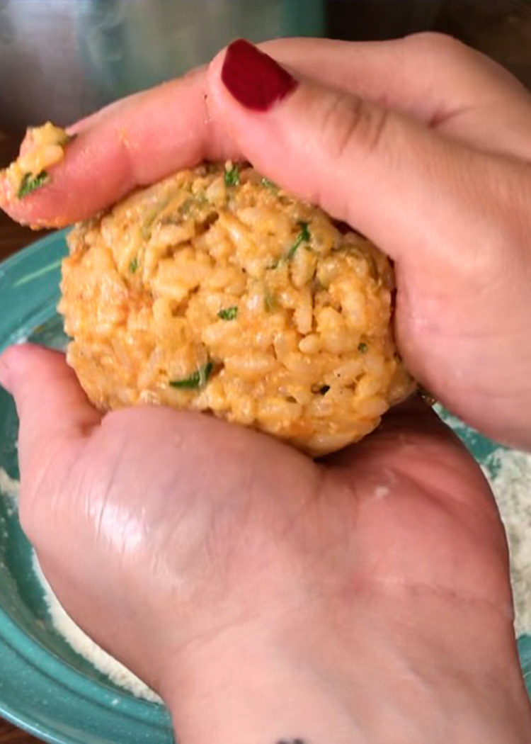 Amasar hamburguesa de arroz